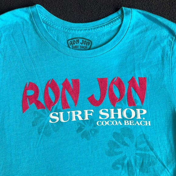Ron Jon Surf Shop Cocoa Beach Aqua Blue Women's Short Sleeve T Shirt XL NEW - Picture 4 of 7